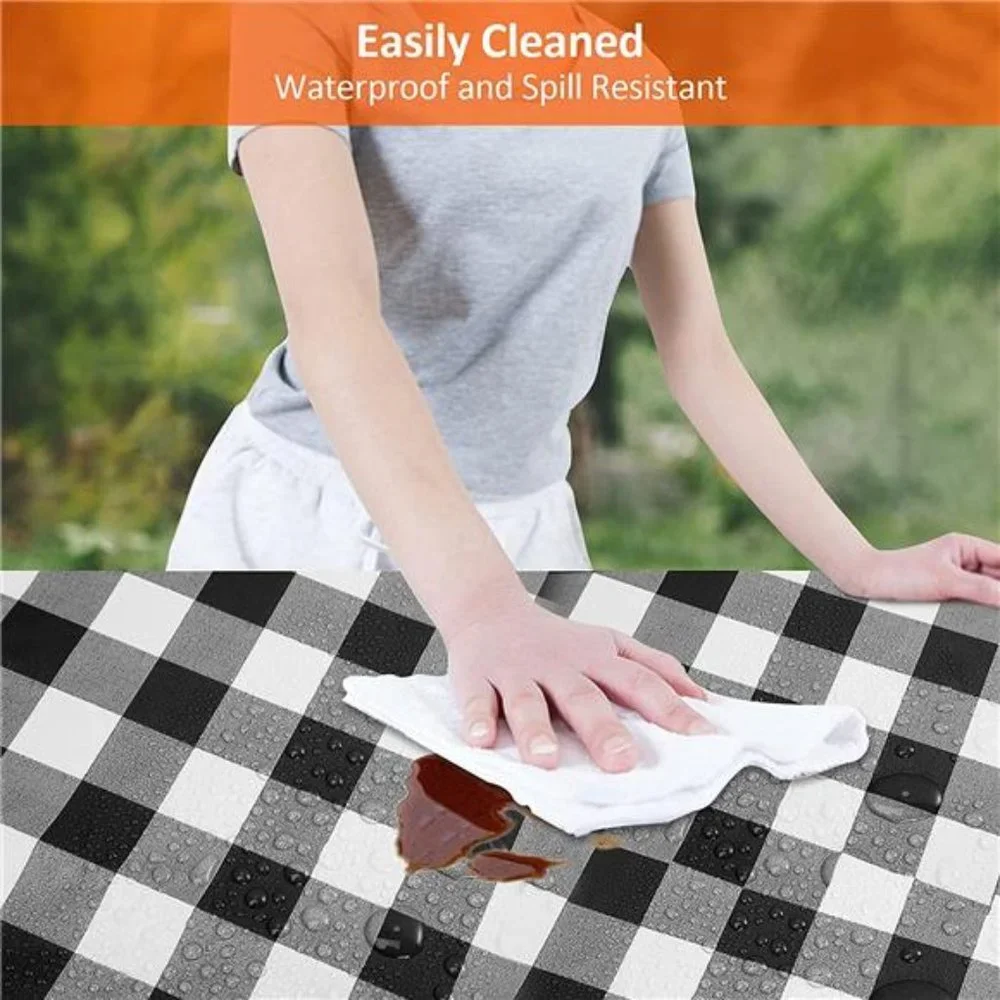 Picnic Table and Bench Fitted Tablecloth Cover, 3-Piece Set, Flannel Backing